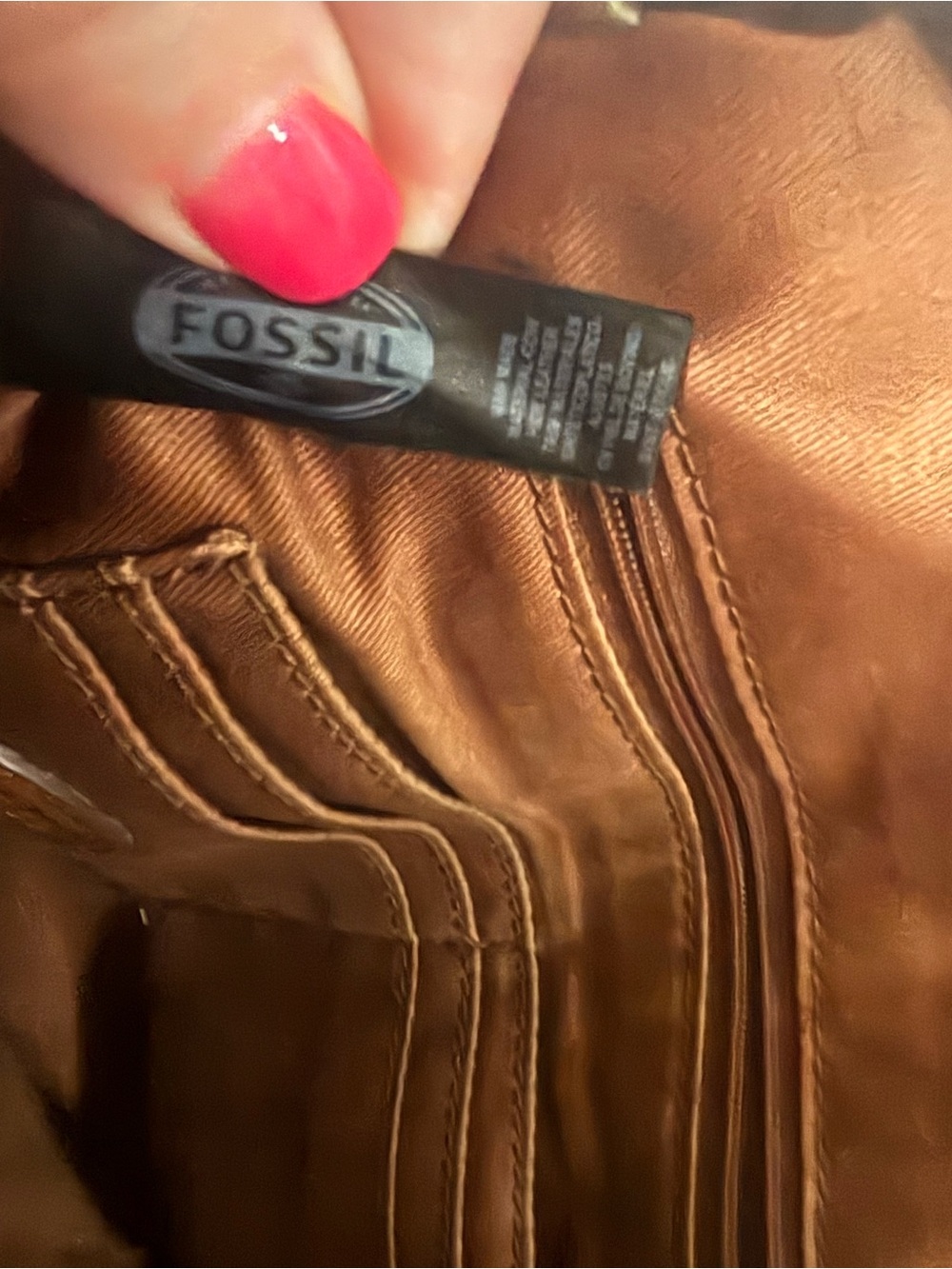 Fossil Green Geometric Dome Satchel with Brown Leather Trim - Picture 9 of 9
